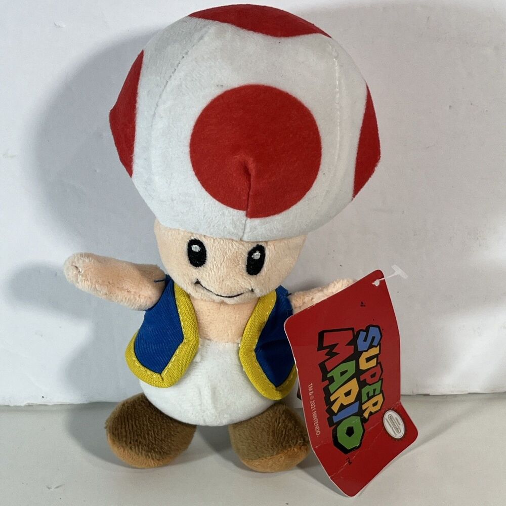Nintendo Super Mario Bros Toad 7" Plush Toy Stuffed Doll With Tags